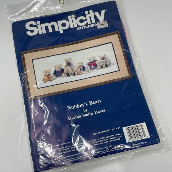 Simplicity Stitchery Nubbin's Bears By Martha Smith  Hayes 20 x 8 Panel New - Picture 1 of 6